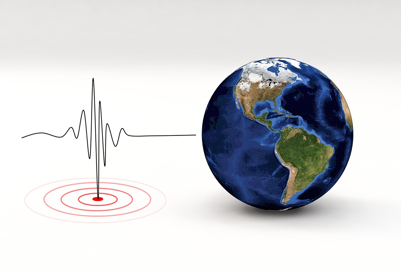 seismic radar and the planet Earth side by side